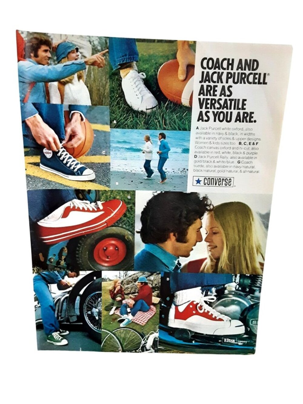 1974 Converse Coach Jack Purcell Sneakers Vintage Shoes Magazine Print Ad